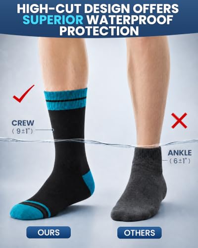 Waterproof Socks for Men (Medium / Black/Blue)