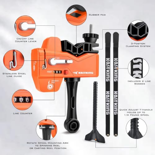 Kalibrate Fishing Line Spooler with Line Counter (A: Line Spooler with Counter - Orange)