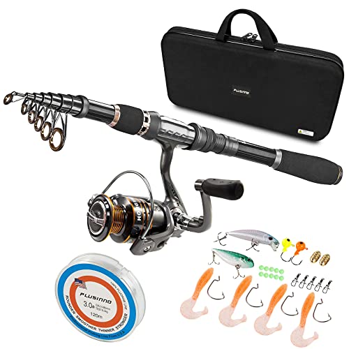 Collapsible Telescopic Fishing Rod Pole and Reel Combo Starter Kit (Full Kit with Carrier Case / 2.4m 7.87ft)