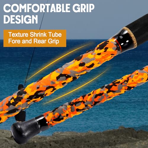 Surf Spinning Fishing Rod Carbon Travel Surf Rod M (orange / 9ft-Spinning-3Pc-M)