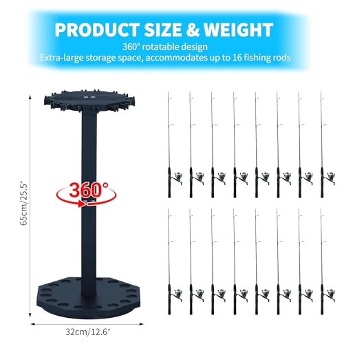 360 Degree Rotating Wood Fishing Rod Holder