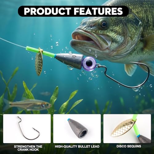 10PCS Texas Rigs Kit for Bass Fishing
