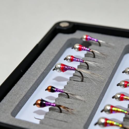 36pcs Perdigon Nymph Flies Assortment for Trout Fishing (36 Premium Perdigon)