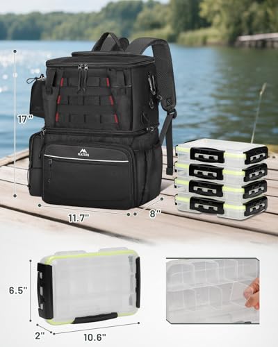Fishing Backpack with 4 Tackle Boxes