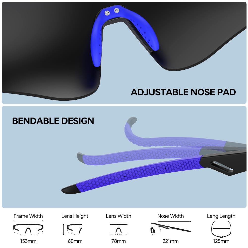 Polarized Running Sunglasses for Men Women Ultra (Elegant Black Blue)