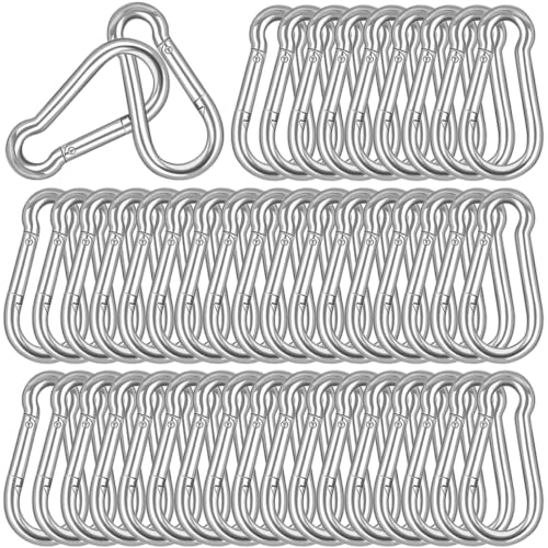 60PCS M8 Heavy Duty Carabiner Clip (Silver / 60PCS-M8)