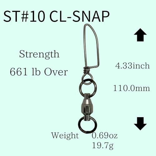 Ball Bearing Swivels with Coastlock Snap Fishing Swivel Made in Japan (#10 (661lb Over) 5pcs)
