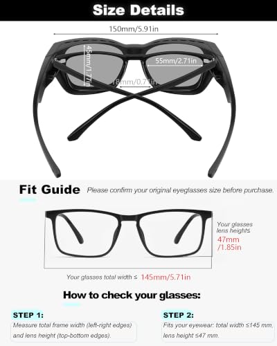 Polarized Sunglasses Wraparound Fit Over Glasses for Men Women