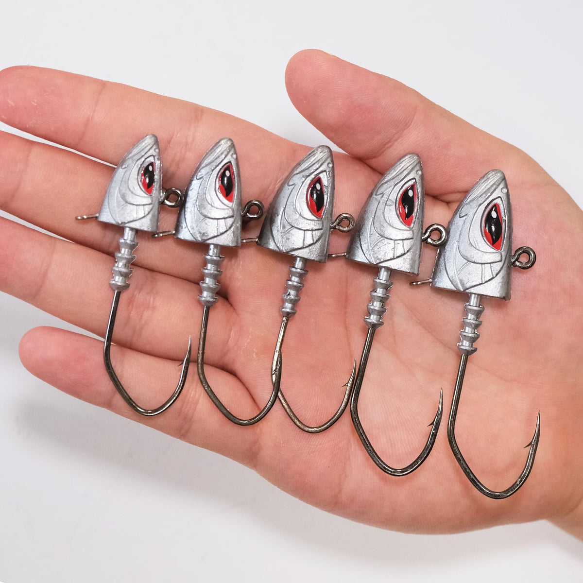 6Pcs Saltwater Jig Heads with 3D Red Eyes (Raw / 2-1/8oz - 6Pcs)