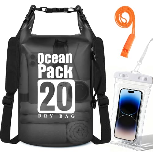 Waterproof Dry Bag Backpack for Kayaking (Black / 20L)