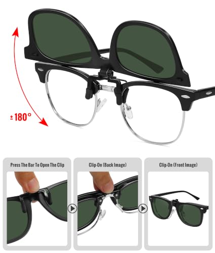 Polarized Clip On Sunglasses for Men Women (3pack-blue Mirrored+dark Green+brown)