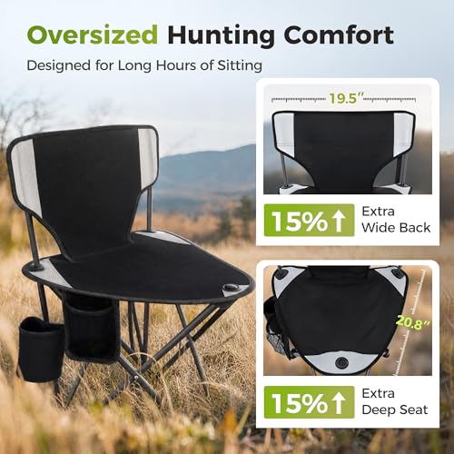 Tripod Hunting Chair for Blinds for Hunting Camping Fishing (Black)