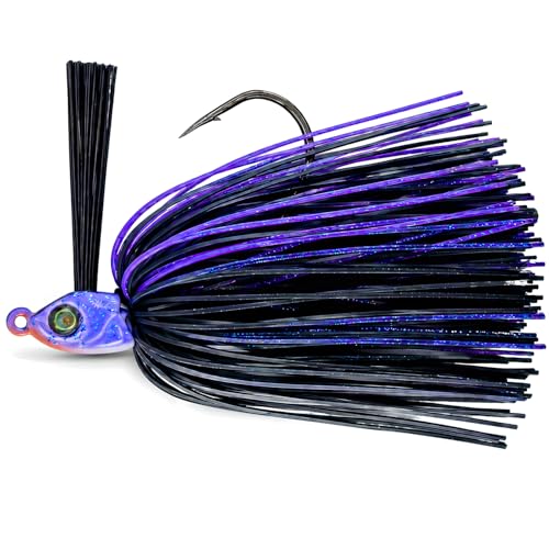 4 Pack Weedless Swim Jigs for Bass Fishing (Purple & White / 3/8oz)