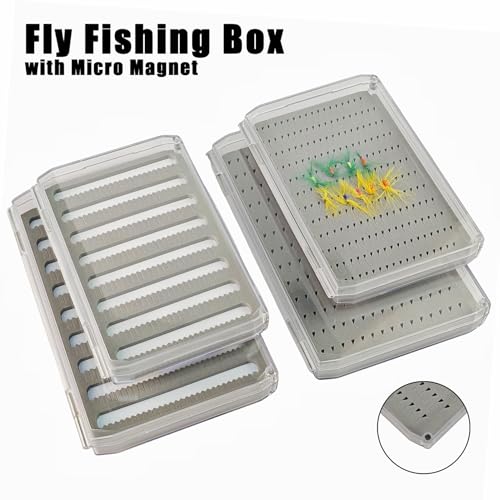 Deep Clear Fly Fishing Box Magnetic Closure Fly Tackle Organizer (H055MB-7.36 × 4.92 × 0.94 inch)