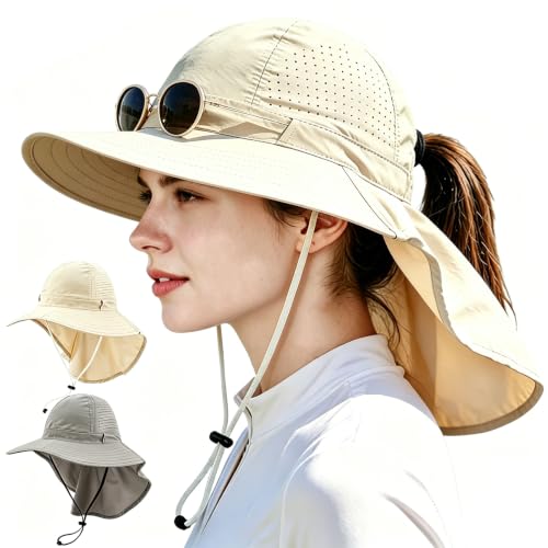 2Pack Sun Hat for Men Women with Neck Flap