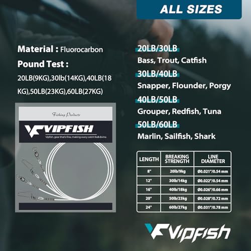 Fishing Fluorocarbon Leader with Crane Swivel and Snaps