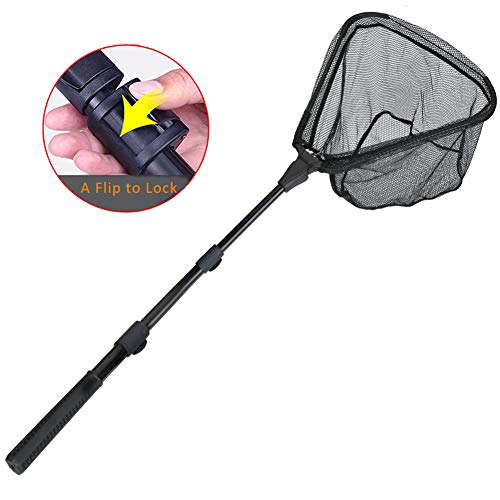 Fishing Landing Net with Telescoping Pole Handle Extends to 63 inches (H: Aircraft-grade Aluminum Handle, 63" Full)