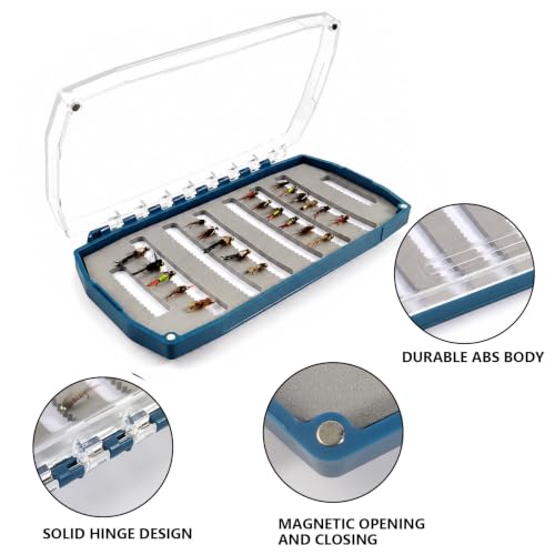 Deep Clear Fly Fishing Box Magnetic Closure Fly Tackle Organizer (G040A-7.16 × 3.63 × 0.9 inch)