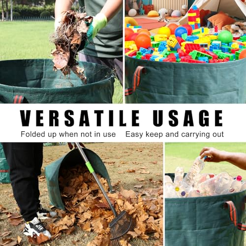 3 Pack 72 Gallon Leaf Bags Reusable with Dustpan Bag (Green-40&72 Gallons)