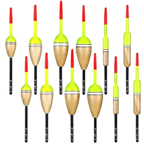 12 Pcs Fishing Float Slip Bobber Wood
