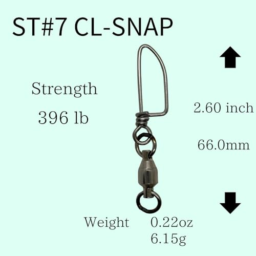 Ball Bearing Swivels with Coastlock Snap Fishing Swivel Made in Japan (#7 (396lb) 10pcs)
