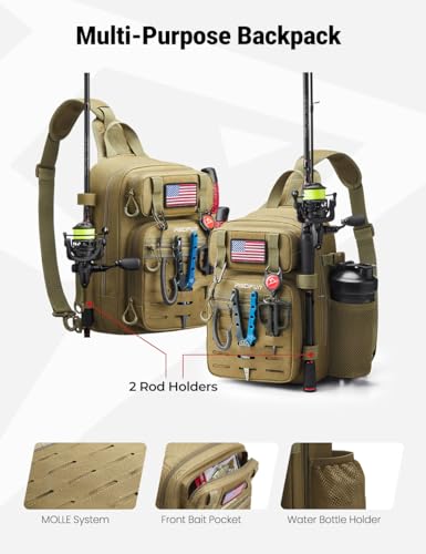 Fishing Backpack Tackle Bag (Single Shoulder - Black Camouflage / Standard)