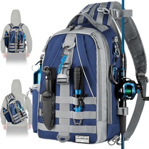 Fishing Backpack with Rod Holder (Blue)