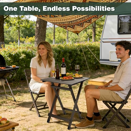 Folding Camping Table (Brown-1set)