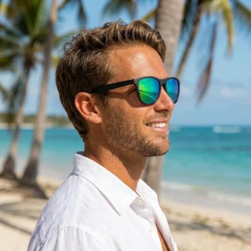 Polarized Sunglasses for Women and Men (Black Frame/Colorful Lens)