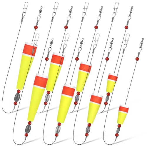 8 Pcs Popping Corks Floats for Saltwater Fishing Bobbers Popping Cork Weighted Floats with 4 Size Fishing Tackle Cork Float Rig Rattle Tackle for Saltwater Redfish