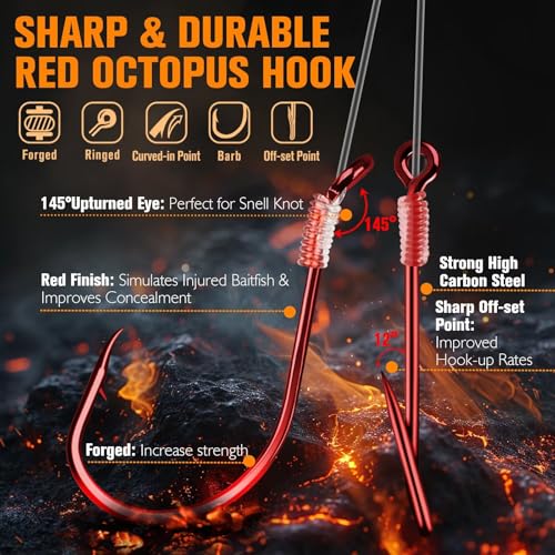 Crawler Harness Walleye Rigs with Dual (Red-Dual Baitholder Hooks-#4)