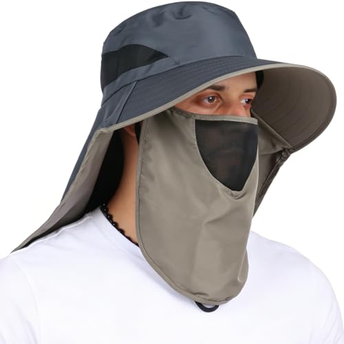 Waterproof Wide Brim Sun Hat with Neck Flap for Hiking