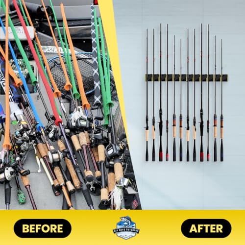 Wall Mounted 2 Pack Veritcle Fishing Rod Holder Holds Up to 6 Rods or Combos up to 12