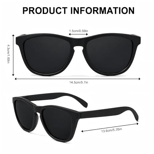 Polarized Sunglasses for Women and Men (Black Frame/Gray Lens)