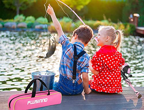 Kids Fishing Pole with Spincast Reel Telescopic Fishing Rod Combo Full Kits for Boys (Pink / 5FT / 1.5M)