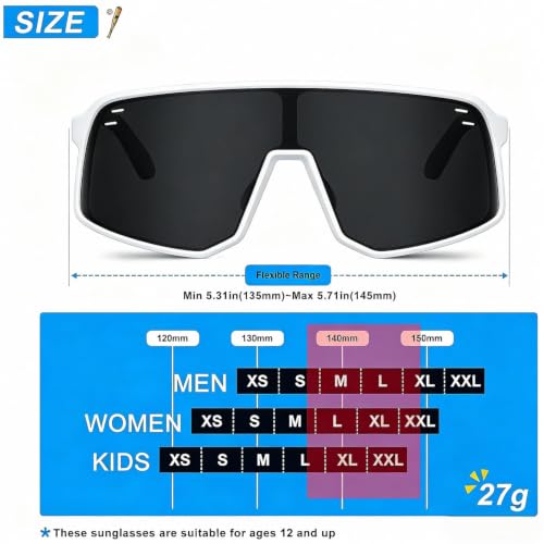 Sunglasses for Men Women (White &Gray Lens)