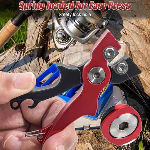 Portable Tungsten Fishing Line Cutter Fly Fishing Nippers with Retractors for Braid (Black Red)