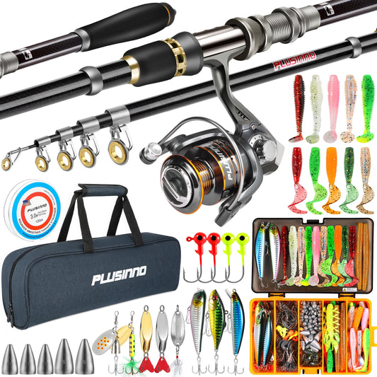 Fishing Rod and Reel Combo Pole Gear Kit Telescopic Beginner (Rod combo with 137 tackle lures / 6.89 ft)