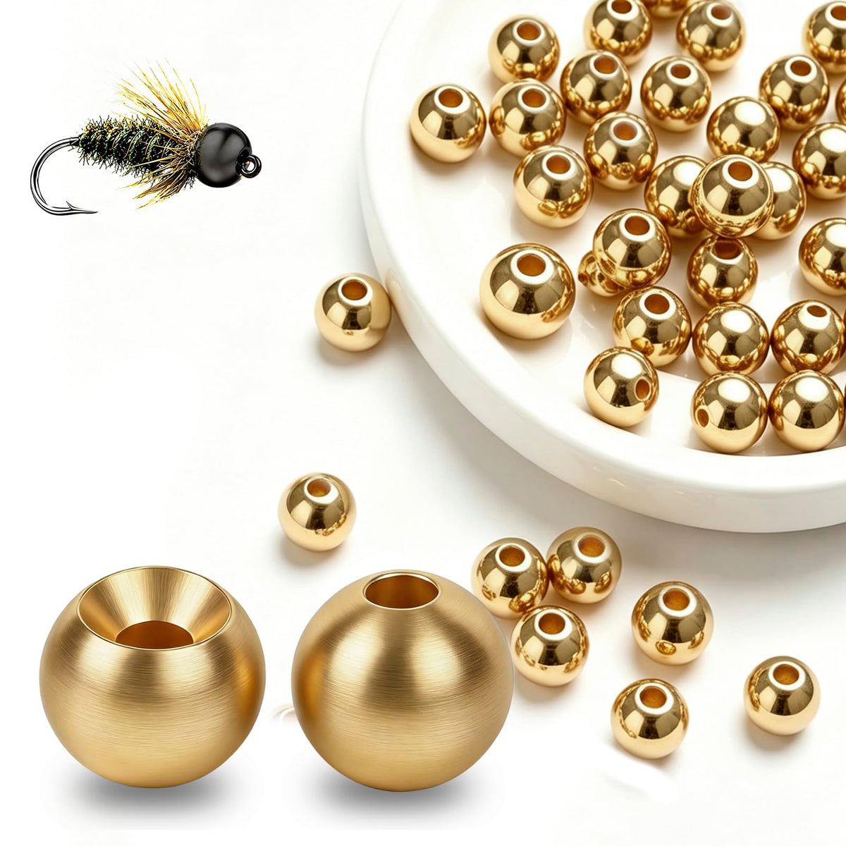 Tungsten Beads for Fly Tying Materials 50pcs Faster Sinking Deeper 13 Sizes (Gold / 1.5MM)