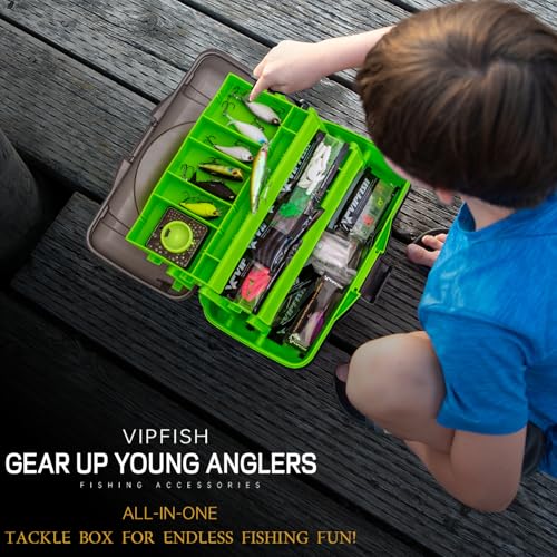 Fishing Tackle Box with Tackle Included Lures (Green)