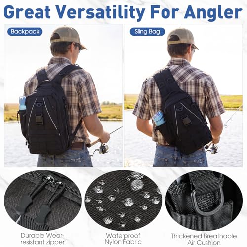 256 Pcs Fishing Backpack with Tackle Box Gears (Black)