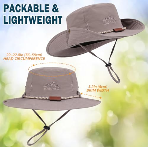 Waterproof Wide Brim Bucket Sun Hat Boonie Hat for Men & Women D Grey (D Grey)