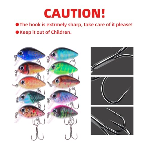 10PCS Micro Crankbait Fishing Lures Work Well (E1(1.1in 0.07oz))