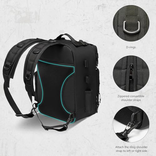 Convertible Fishing Backpack Sling Bag with Rod Holder (Black / Standard)