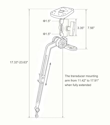 Standard Kayak Fish Finder Mount with Transducer Arm (Standard Arm(3.35 in))