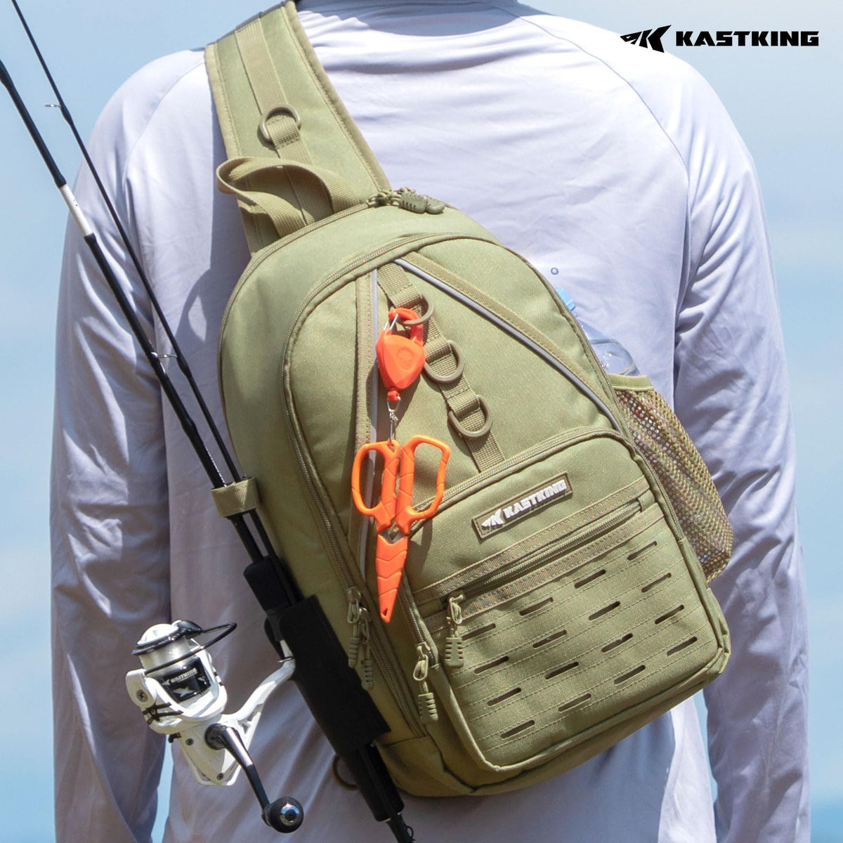 Karryall Fishing Sling Bag With Rod Holder (C: Khaki)