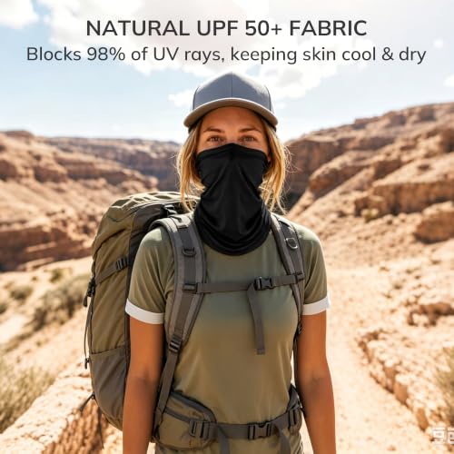 Unisex UPF 50+ Bamboo Viscose Neck Gaiter 2 Pack (Black/Steel Blue)