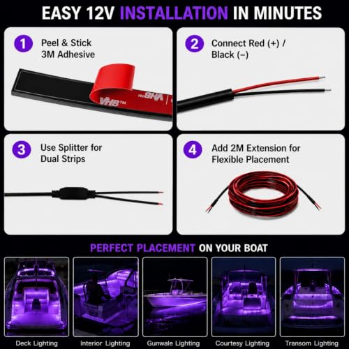 12V UV Black Boat LED Strip Lights (UV)
