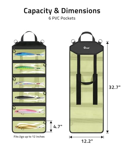 6 Pocket PVC Mesh Fishing Lure Bag (Yellow / Small)