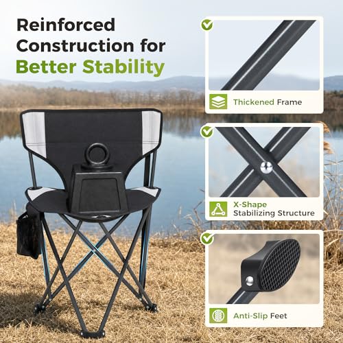 Tripod Hunting Chair for Blinds for Hunting Camping Fishing (Black)